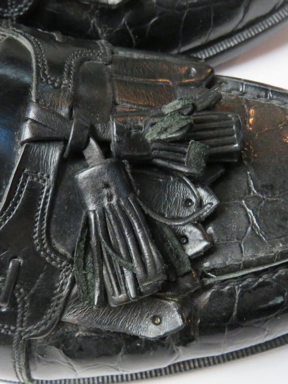 Nice Johnston & Murphy Crocodile Embossed Tassel Loafers Made in Italy 9 M - Picture 2 of 16